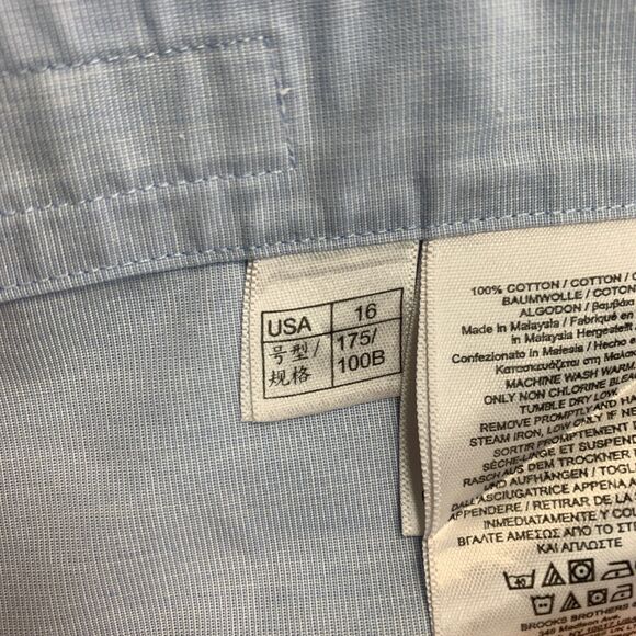 Brooks Brothers Shirt Mens 16 Breeze Blue Regent Dress Non Iron American Supima - Picture 10 of 13